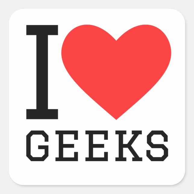 Adesivo Quadrado Eu amo geeks (Frente)