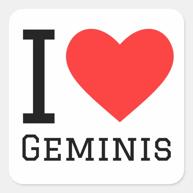 Adesivo Quadrado Eu amo Geminis (Frente)