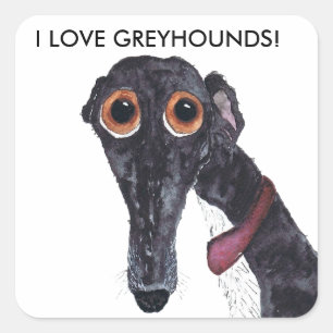 ADESIVO QUADRADO EU AMO GREYHOUNDS!
