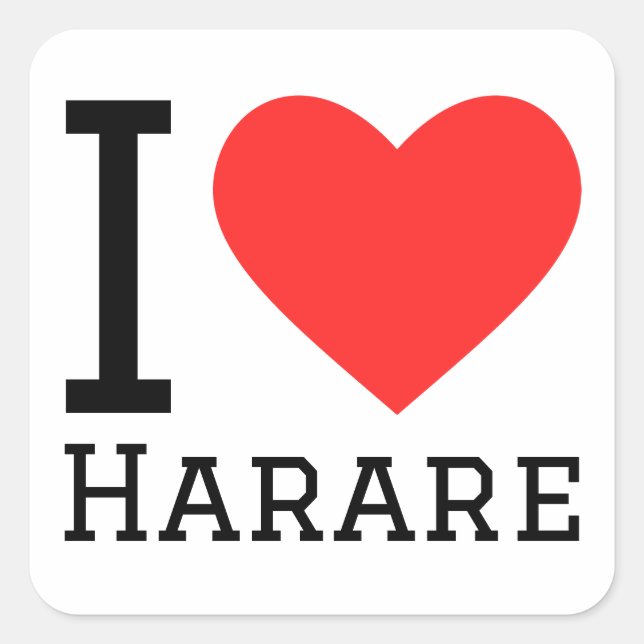 Adesivo Quadrado Eu amo Harare (Frente)