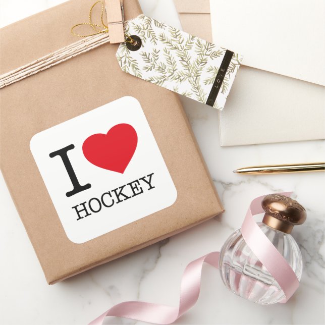 ADESIVO QUADRADO EU AMO HOCKEY (Presentear)