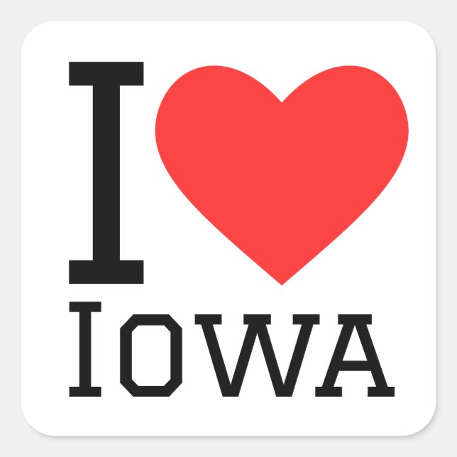 Adesivo Quadrado Eu amo Iowa (Frente)
