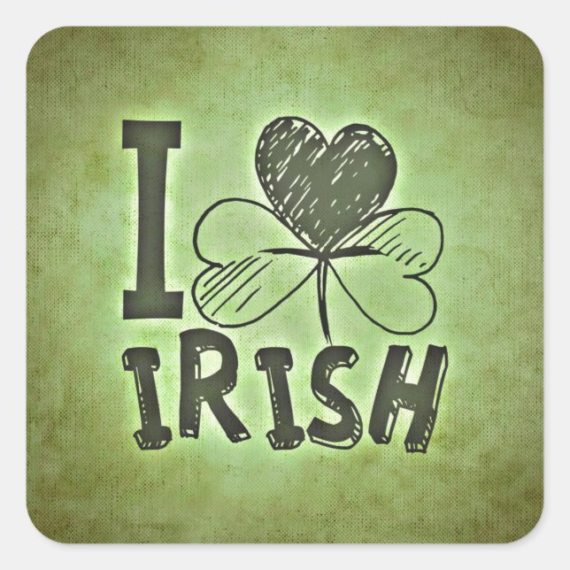 Adesivo Quadrado Eu amo irlandês (Frente)