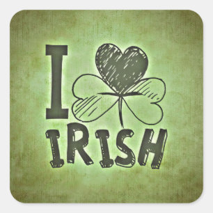 Adesivo Quadrado Eu amo irlandês