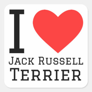 Adesivo Quadrado Eu amo Jack Russell terrier