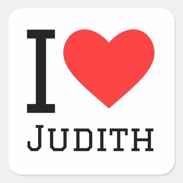Adesivo Quadrado Eu amo Judith (Frente)