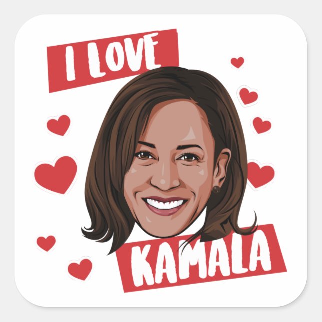 ADESIVO QUADRADO EU AMO KAMALA (Frente)
