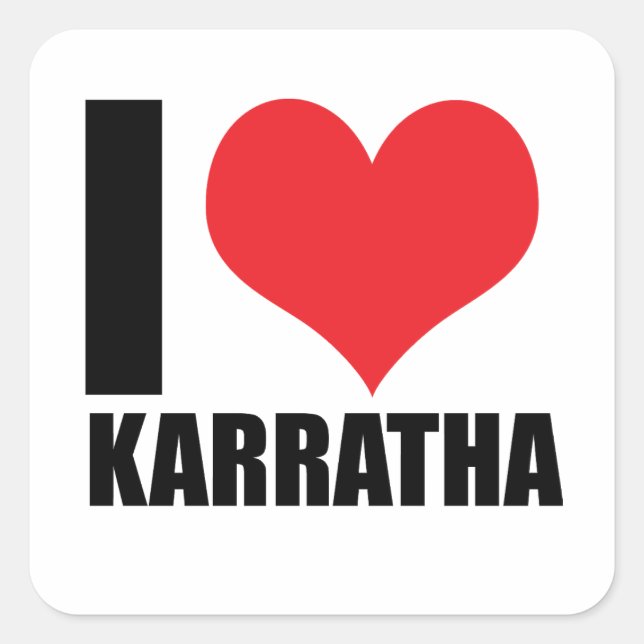 Adesivo Quadrado Eu amo Karratha (Frente)