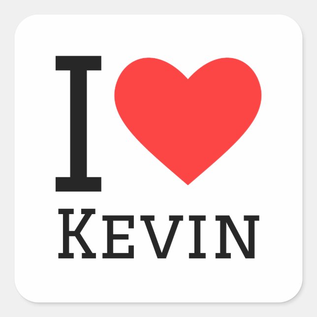 Adesivo Quadrado Eu amo Kevin (Frente)