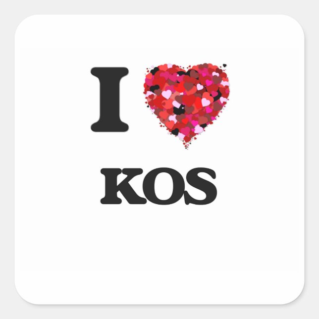 Adesivo Quadrado Eu Amo Kos (Frente)