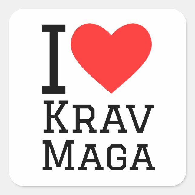 Adesivo Quadrado Eu amo Krav Maga (Frente)