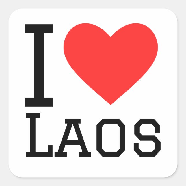 Adesivo Quadrado Eu amo Laos (Frente)