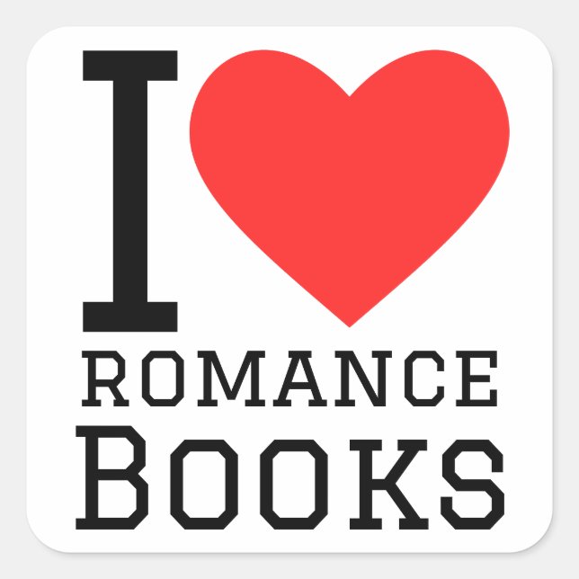 Adesivo Quadrado Eu amo livros de romance (Frente)