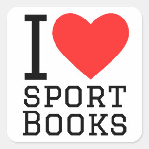 Adesivo Quadrado Eu amo livros esportivos