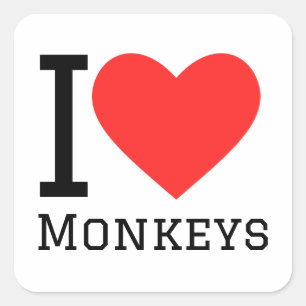 Adesivo Quadrado Eu amo macaco