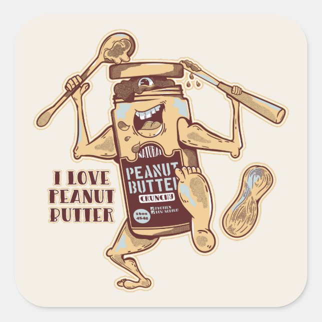 ADESIVO QUADRADO EU AMO MANTEIGA DE PEANUA (Frente)