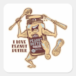 ADESIVO QUADRADO EU AMO MANTEIGA DE PEANUA