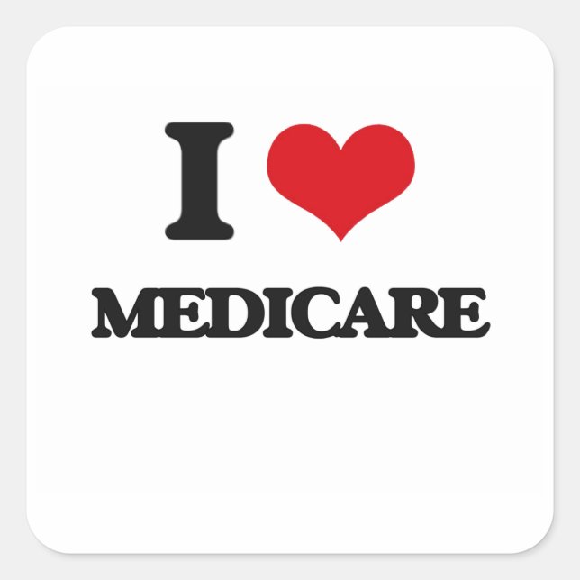 Adesivo Quadrado Eu Amo Medicare (Frente)