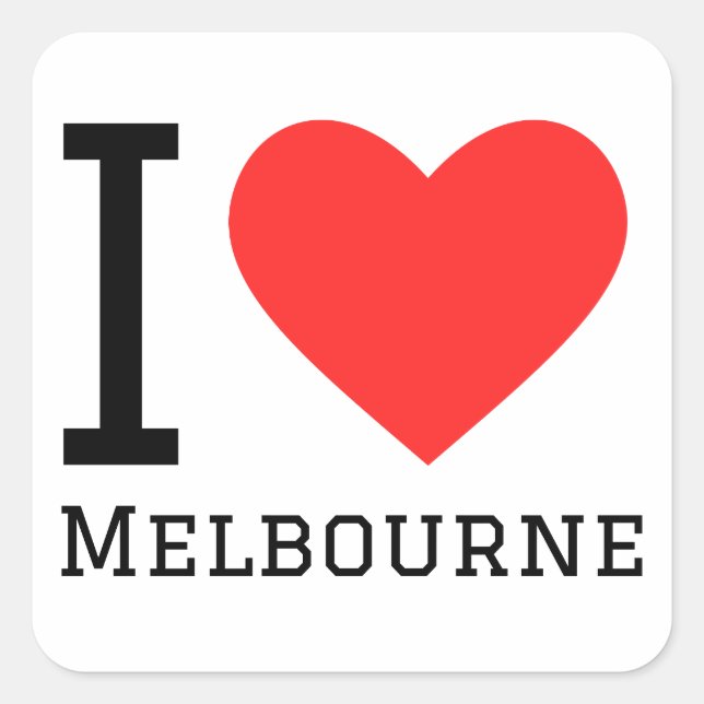Adesivo Quadrado Eu amo Melbourne (Frente)