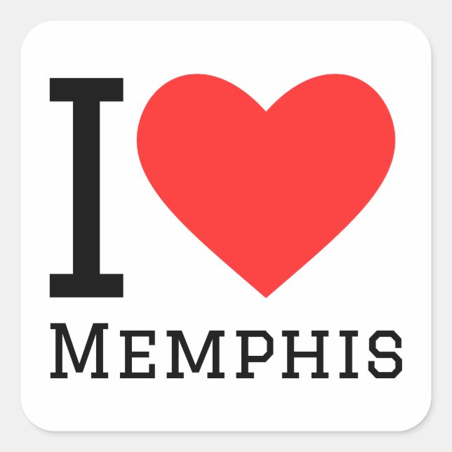 Adesivo Quadrado Eu amo Memphis (Frente)