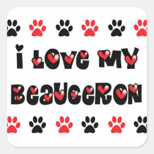 Adesivo Quadrado Eu amo meu Beauceron