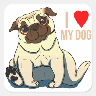 Adesivo Quadrado Eu Amo Meu Cachorro