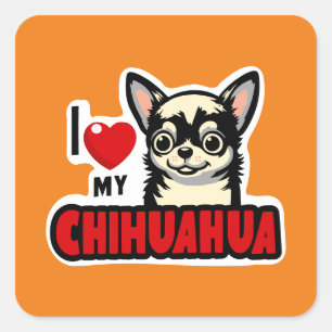 Adesivo Quadrado Eu Amo Meu Chihuahua