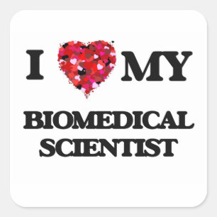 Adesivo Quadrado Eu amo meu cientista biomedicável