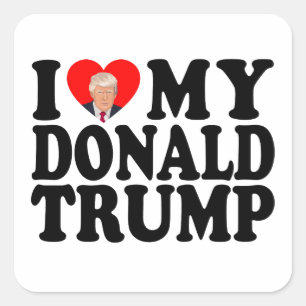 Adesivo Quadrado Eu Amo Meu Donald Trump 47º Presidente