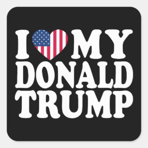 Adesivo Quadrado Eu Amo Meu Donald Trump Presidente 2024