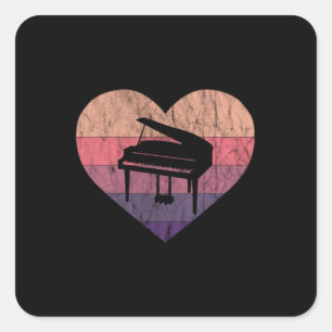 Adesivo Quadrado Eu Amo Meu Piano Grande