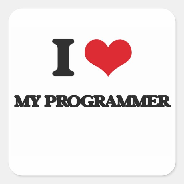 Adesivo Quadrado Eu amo meu programador (Frente)