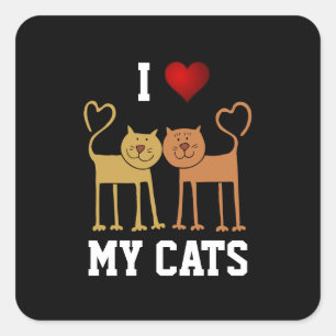 Adesivo Quadrado Eu Amo Meus Gatos