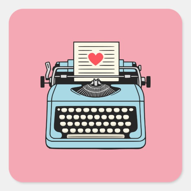 Adesivo Quadrado Eu amo minha máquina de escrever (Frente)