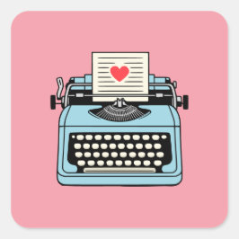 Adesivo Quadrado Eu amo minha máquina de escrever