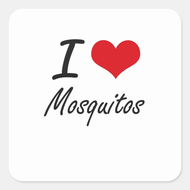 Adesivo Quadrado Eu Amo Mosquitos (Frente)