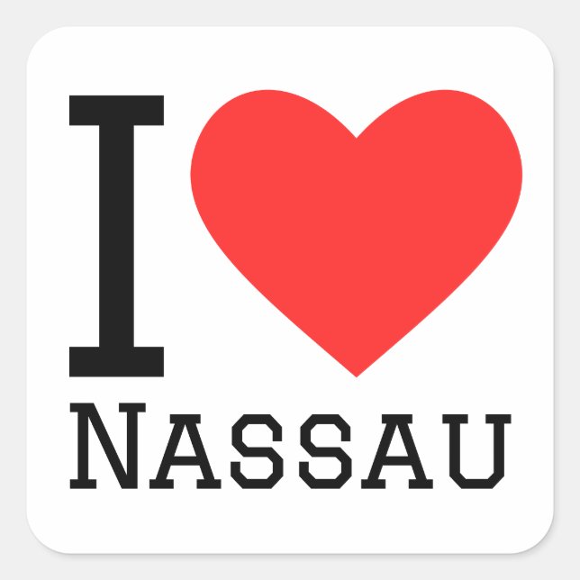 Adesivo Quadrado Eu amo Nassau (Frente)