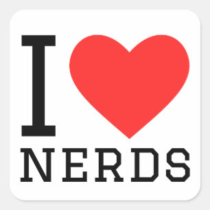 Adesivo Quadrado Eu amo nerd