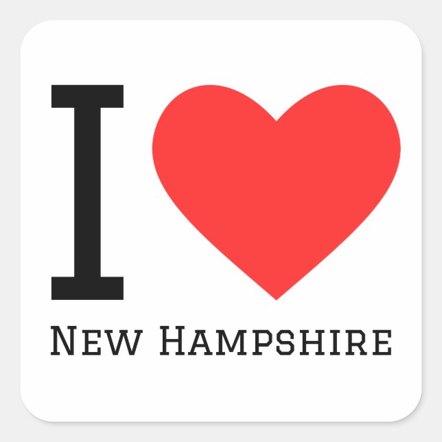 Adesivo Quadrado Eu amo New Hampshire (Frente)