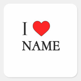 Adesivo Quadrado Eu amo nome (personalizável)