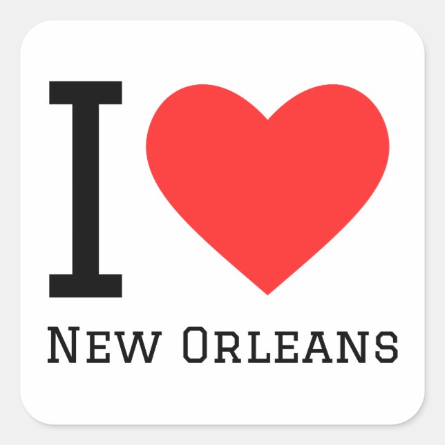 Adesivo Quadrado Eu amo Nova Orleans (Frente)