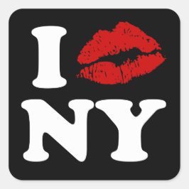 Adesivo Quadrado Eu Amo Nova York | Lábios de beijaço vermelho xxx