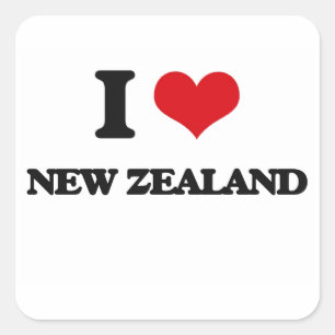 Adesivo Quadrado Eu amo Nova Zelândia