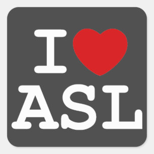 Adesivo Quadrado Eu amo o ASL