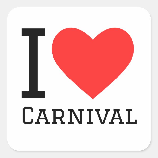 Adesivo Quadrado eu amo o carnaval (Frente)
