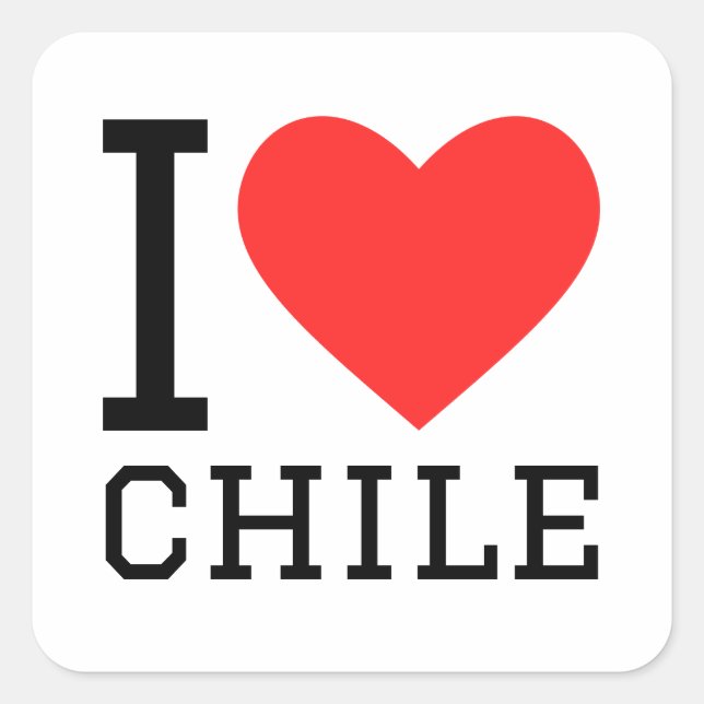 Adesivo Quadrado Eu amo o chile (Frente)