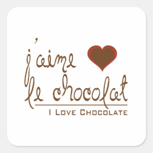 Adesivo Quadrado Eu amo o chocolate, em francês!