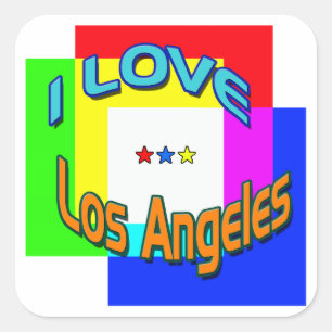 Adesivo Quadrado "EU AMO O Colorido 1 de Los Angeles"
