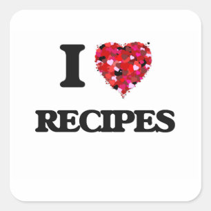 Adesivo Quadrado Eu amo o design da comida das receitas