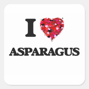 Adesivo Quadrado Eu amo o design da comida do aspargo